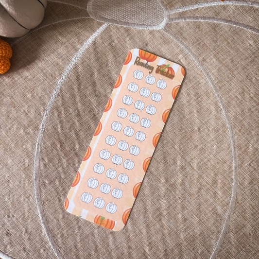 Orange Pumpkin Pattern Reading Tracker Bookmark