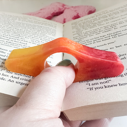 Red and Orange Resin Book Page Holder | Handmade Reading Thumb Holder