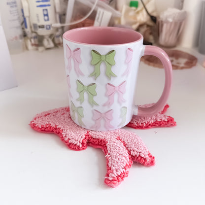 SECONDS - Pink Mug & Bow Mug Rug Set