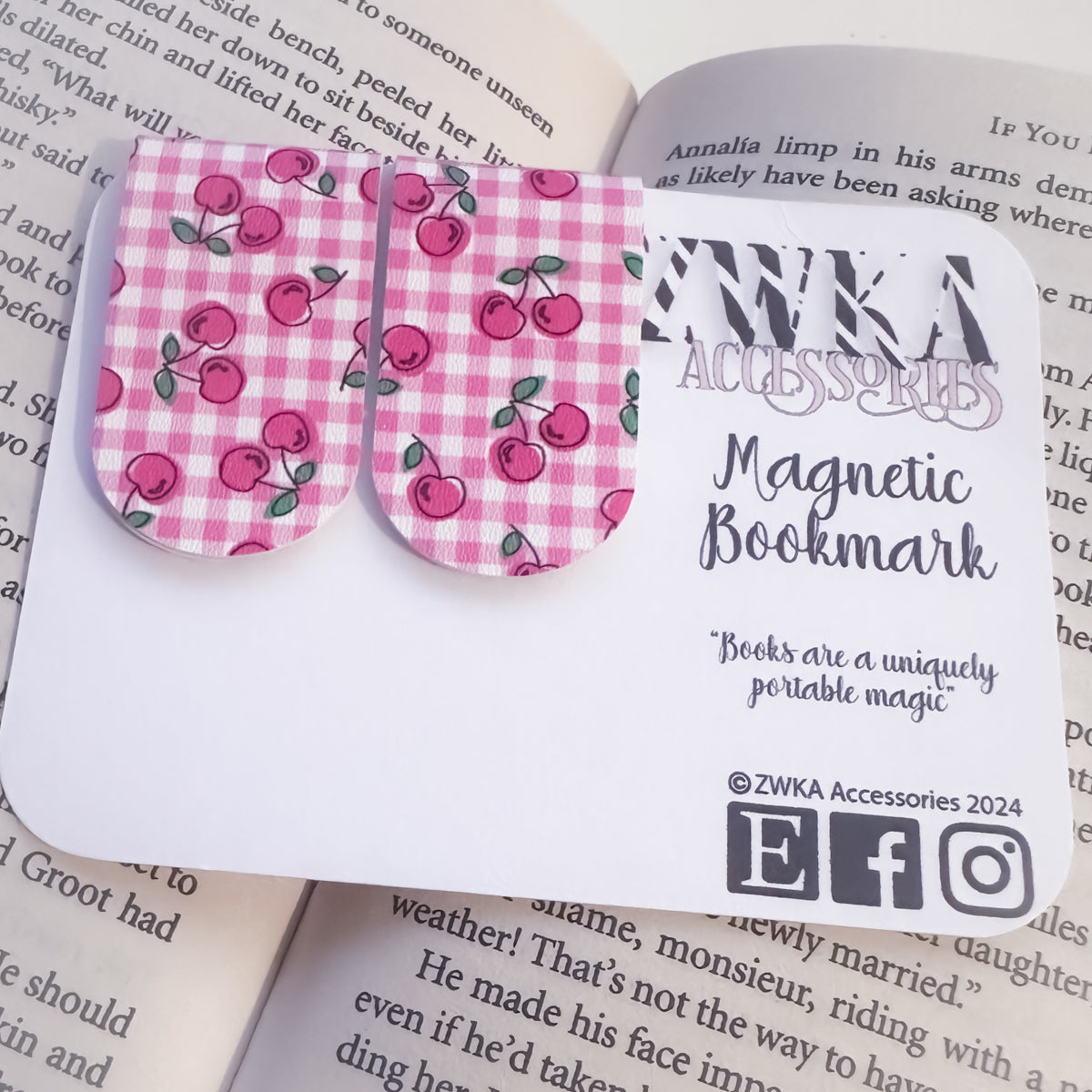Cherry bookmark for reading journals and planners