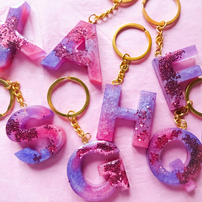 Pink and Purple Alphabet Initial Keyring