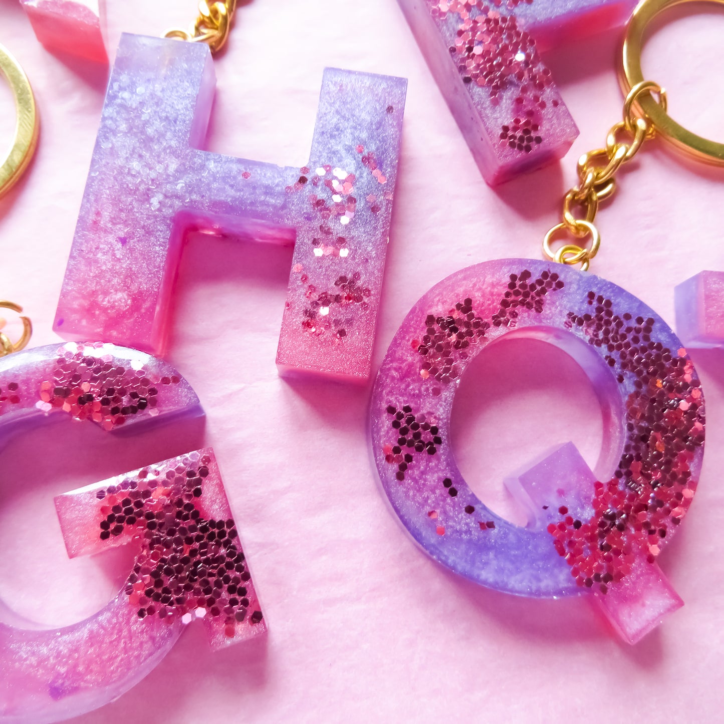 Pink and Purple Alphabet Initial Keyring