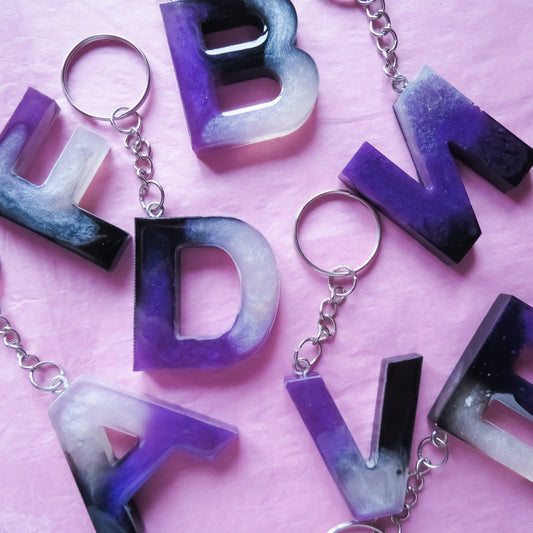 Black and Purple Alphabet Initial Keyring