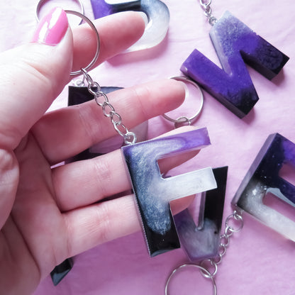 Black and Purple Alphabet Initial Keyring