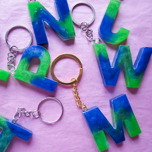 Blue and Green Alphabet Initial Keyring