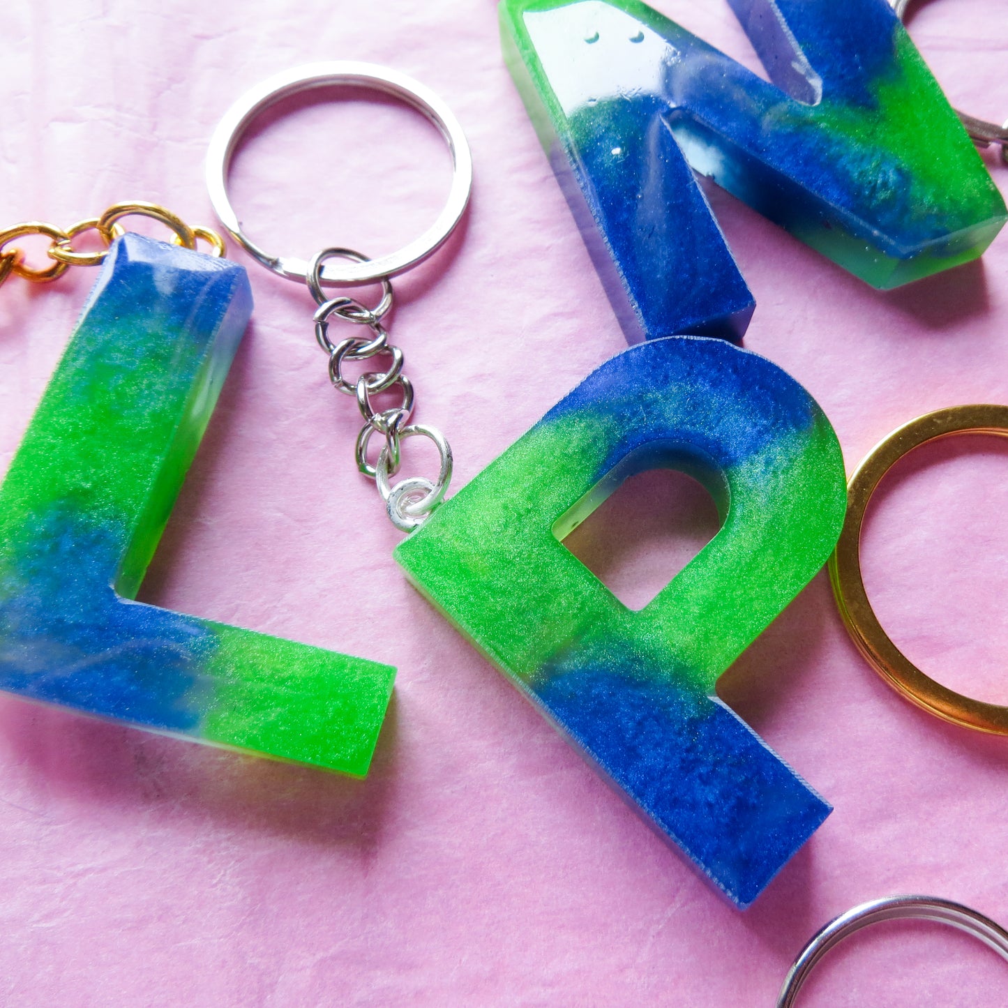 Blue and Green Alphabet Initial Keyring