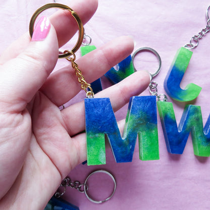 Blue and Green Alphabet Initial Keyring