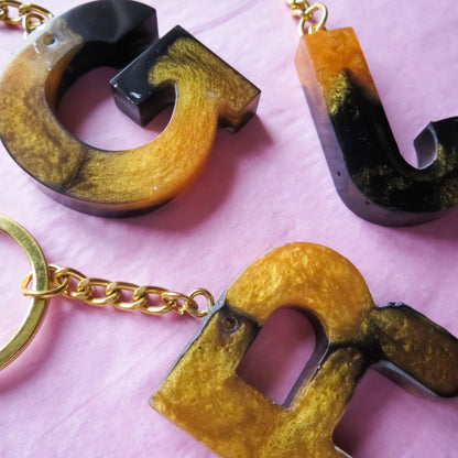 Black and Gold Alphabet Initial Keyring