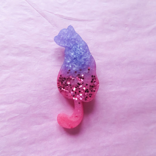 Pink and Purple Cat Brooch