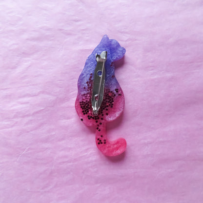 Pink and Purple Cat Brooch