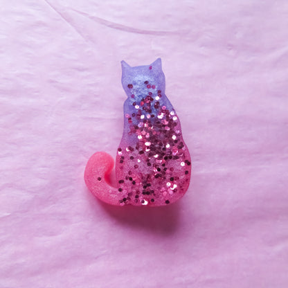 Pink and Purple Cat Brooch