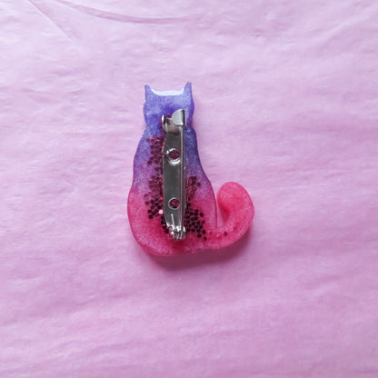 Pink and Purple Cat Brooch