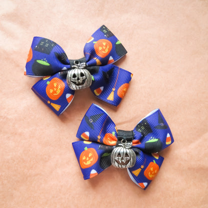 Pumpkin themed Hair Bows