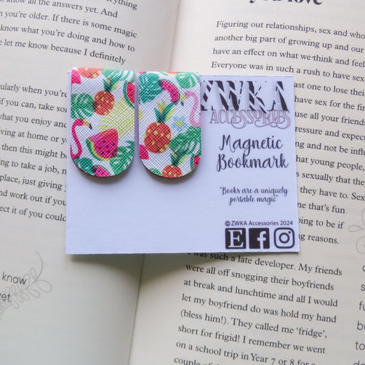 Flamingoes, Pineapple and Watermelon Magnetic Bookmarks