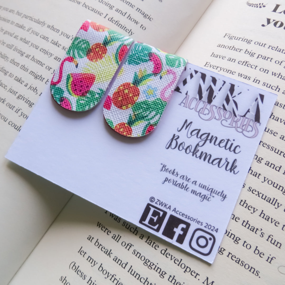 Flamingoes, Pineapple and Watermelon Magnetic Bookmarks