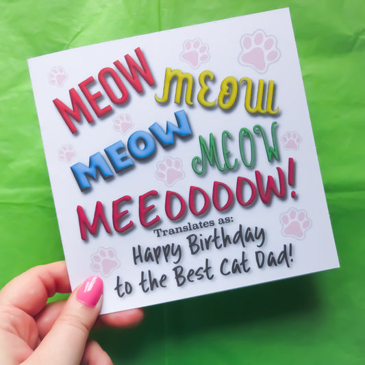 Happy Birthday to the Best cat Dad greeting card front side