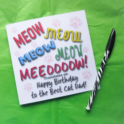 Happy Birthday to the best cat dad greeting card front side