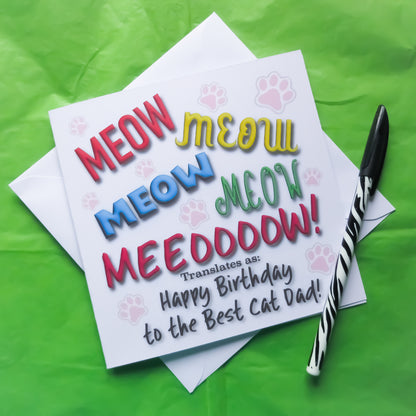 Happy Birthday to the best cat dad greeting card with envelope front side