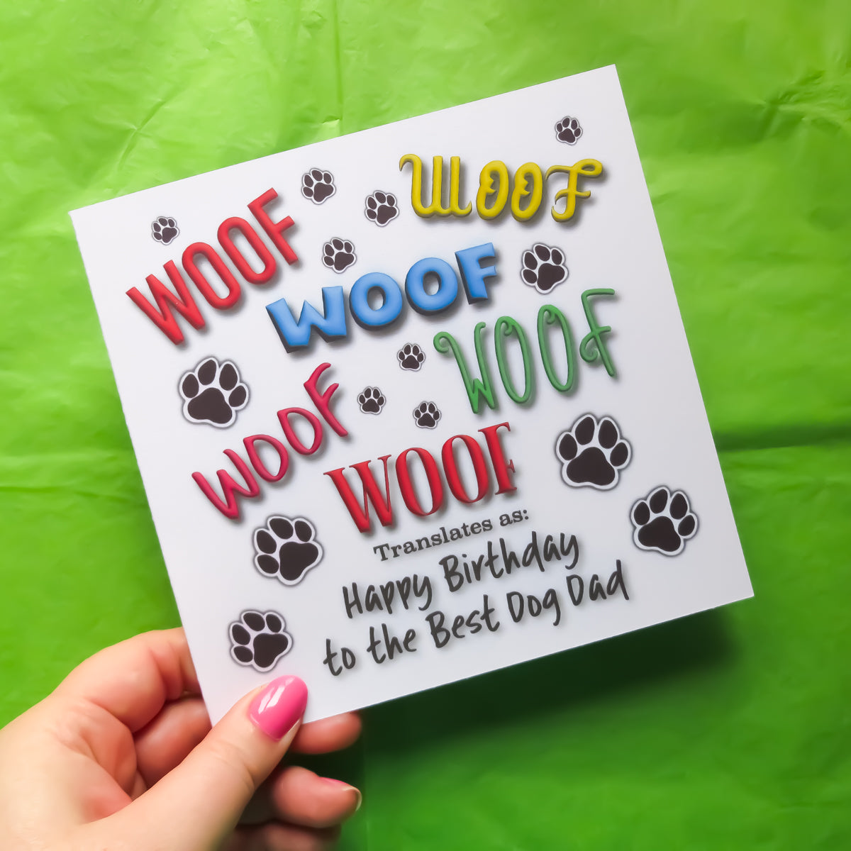 Happy Birthday to the Best Dog Dad Greeting Card Front view