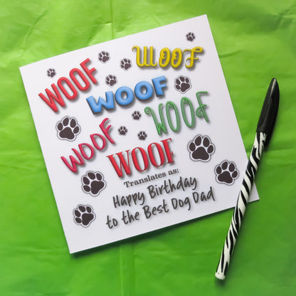 Happy Birthday to the Best Dog Dad Greeting Card Front view