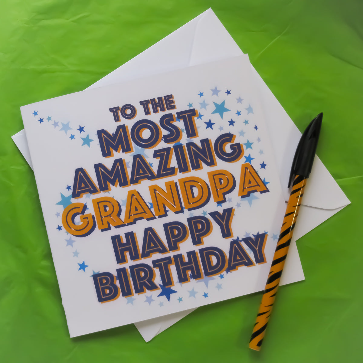 To the Most Amazing Grandpa Happy Birthday Greeting Card with a square envelope front side