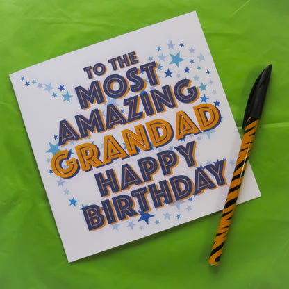 To the most amazing Grandad Happy Birthday Greeting Card front view