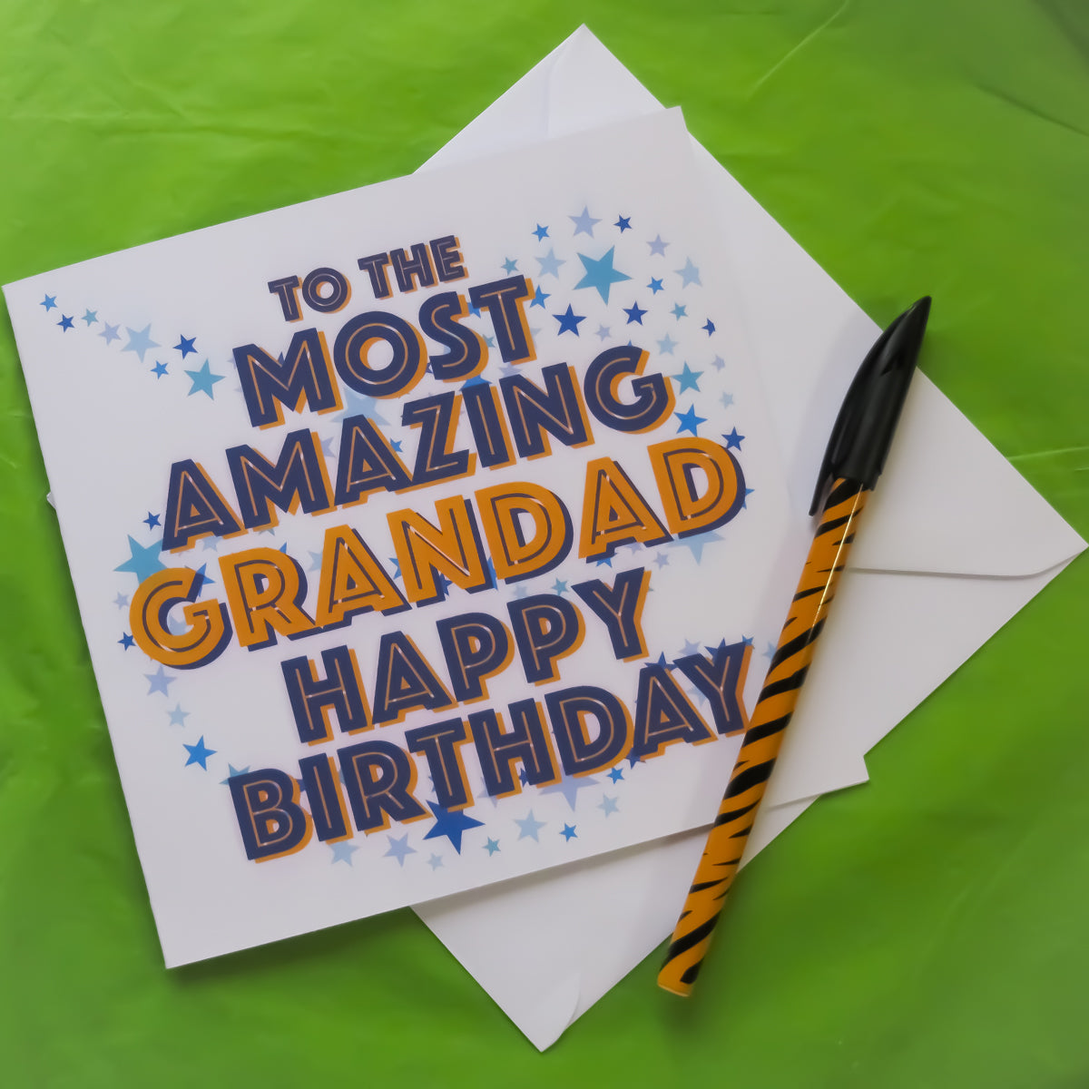 To the most amazing Grandad Happy Birthday Greeting Card with a square envelope front view