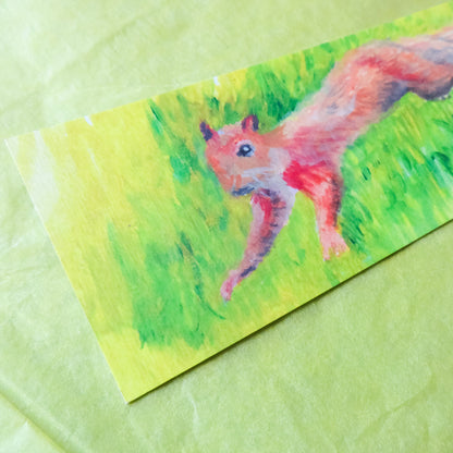 Squirrel Watercolour Painting Velvet Bookmark