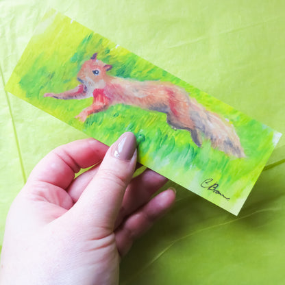 Squirrel Watercolour Painting Velvet Bookmark