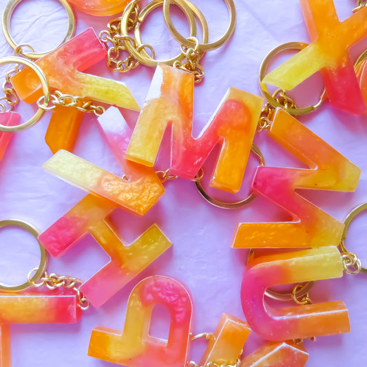 Orange, Red and Yellow Alphabet Initial Keyring