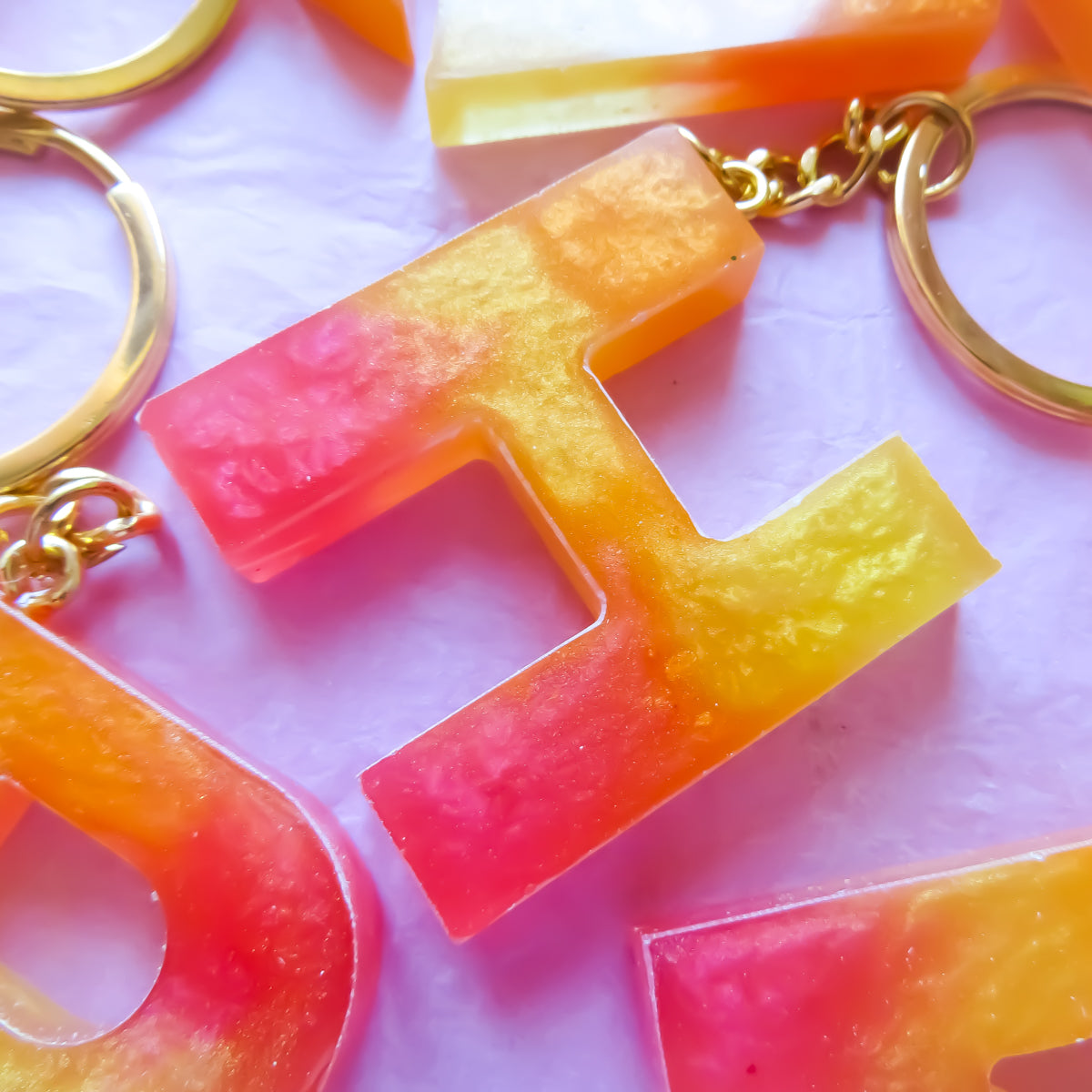 Orange, Red and Yellow Alphabet Initial Keyring