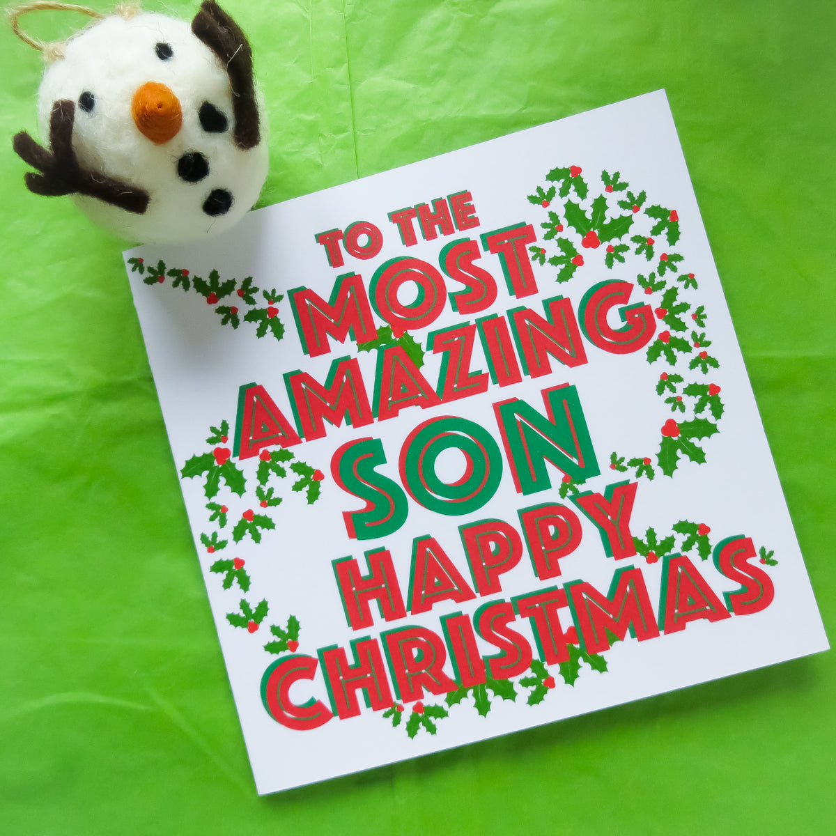 Happy Christmas to the Most Amazing Son Greeting Card