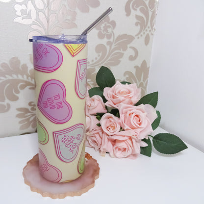 SAMPLE - Beige I Heart Me Skinny Tumbler 20oz
