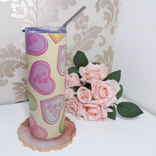 SAMPLE - Beige I Heart Me Skinny Tumbler 20oz