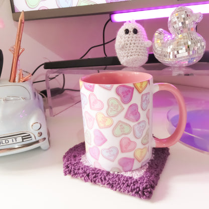 Purple Heart Mug Rug Coaster