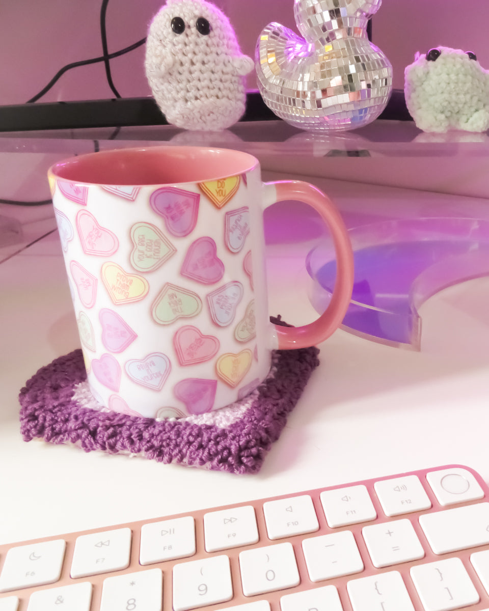 Purple Heart Mug Rug Coaster