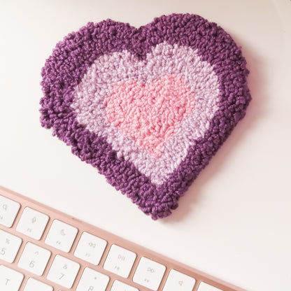 Handmade heart coaster aesthetic desk setup