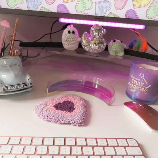 Lilac Heart Mug Rug Coaster