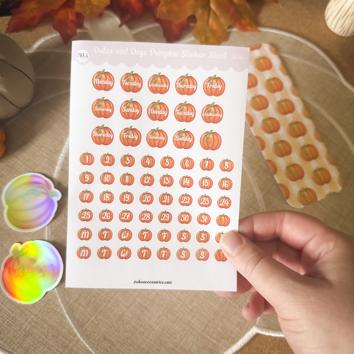 Pumpkin Date & Days Sticker Sheet