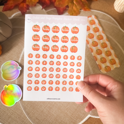 Pumpkin Date & Days Sticker Sheet