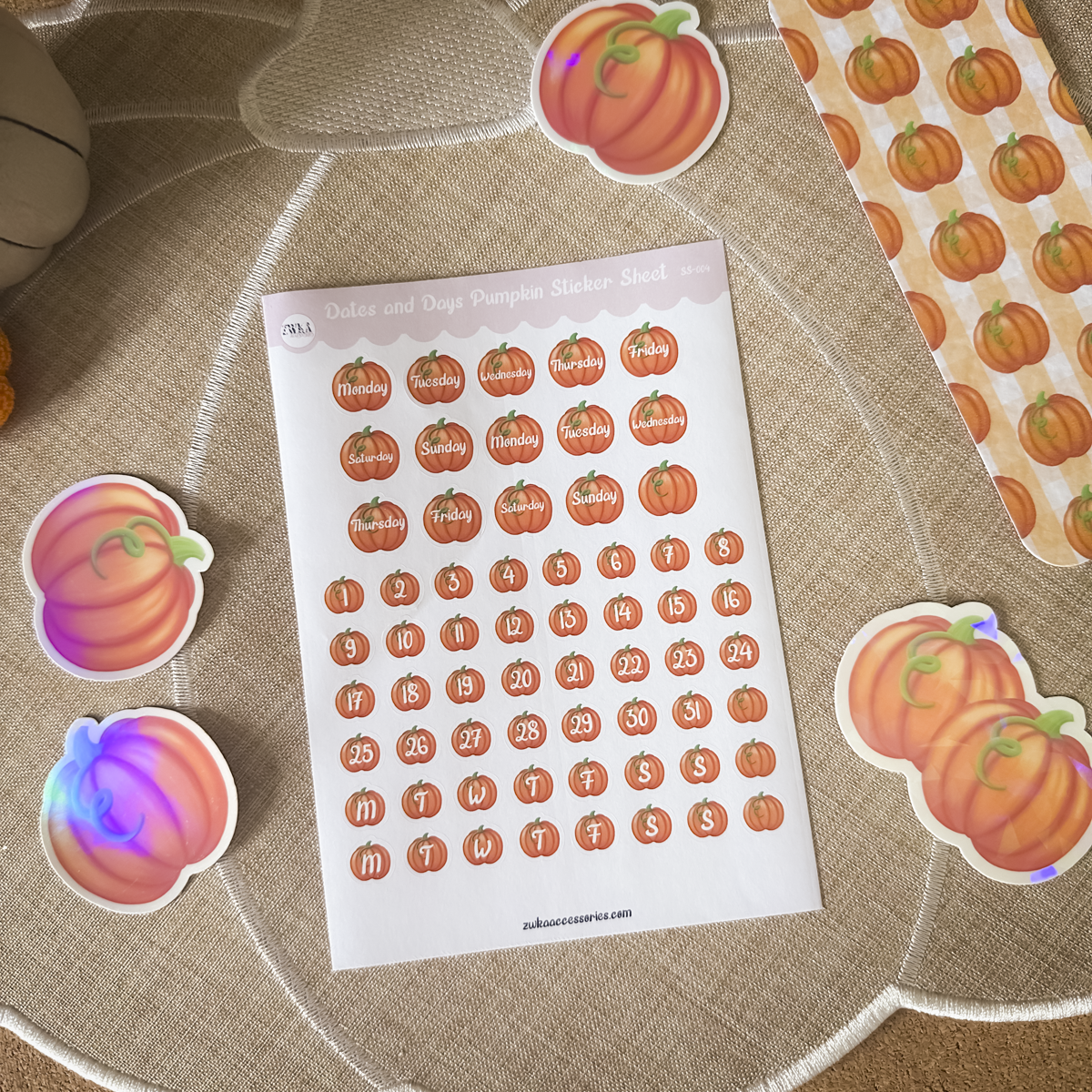 Pumpkin Date & Days Sticker Sheet