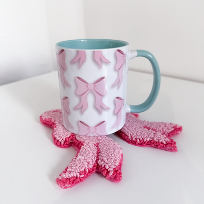 Pink Bow Desk Ritual Bundle | Mug & Heart Mug Rug Set