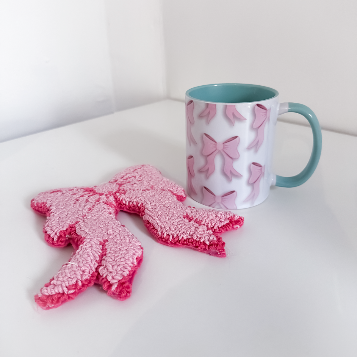 Pink Bow Desk Ritual Bundle | Mug & Heart Mug Rug Set