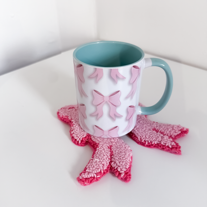 Pink Bow Desk Ritual Bundle | Mug & Heart Mug Rug Set