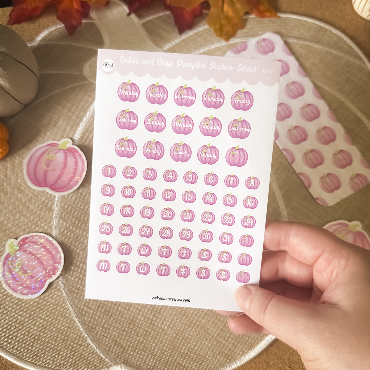 Pumpkin Date & Days Sticker Sheet