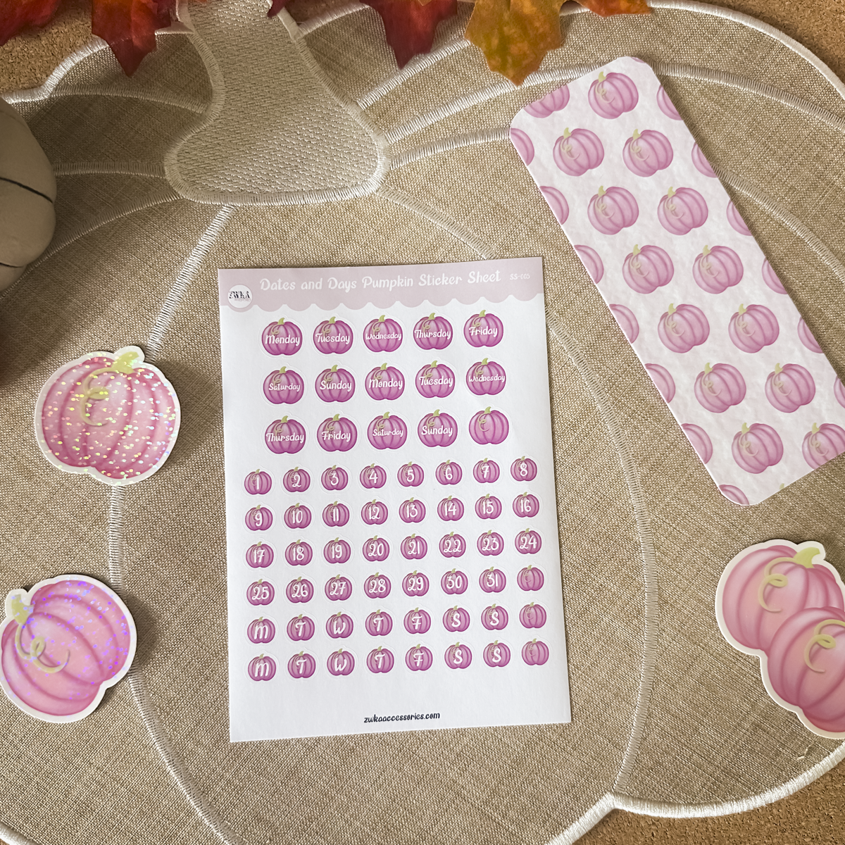 Pumpkin Date & Days Sticker Sheet