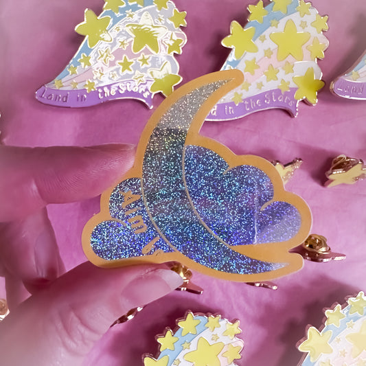 SECONDS - Aim for the Moon Glitter Sticker