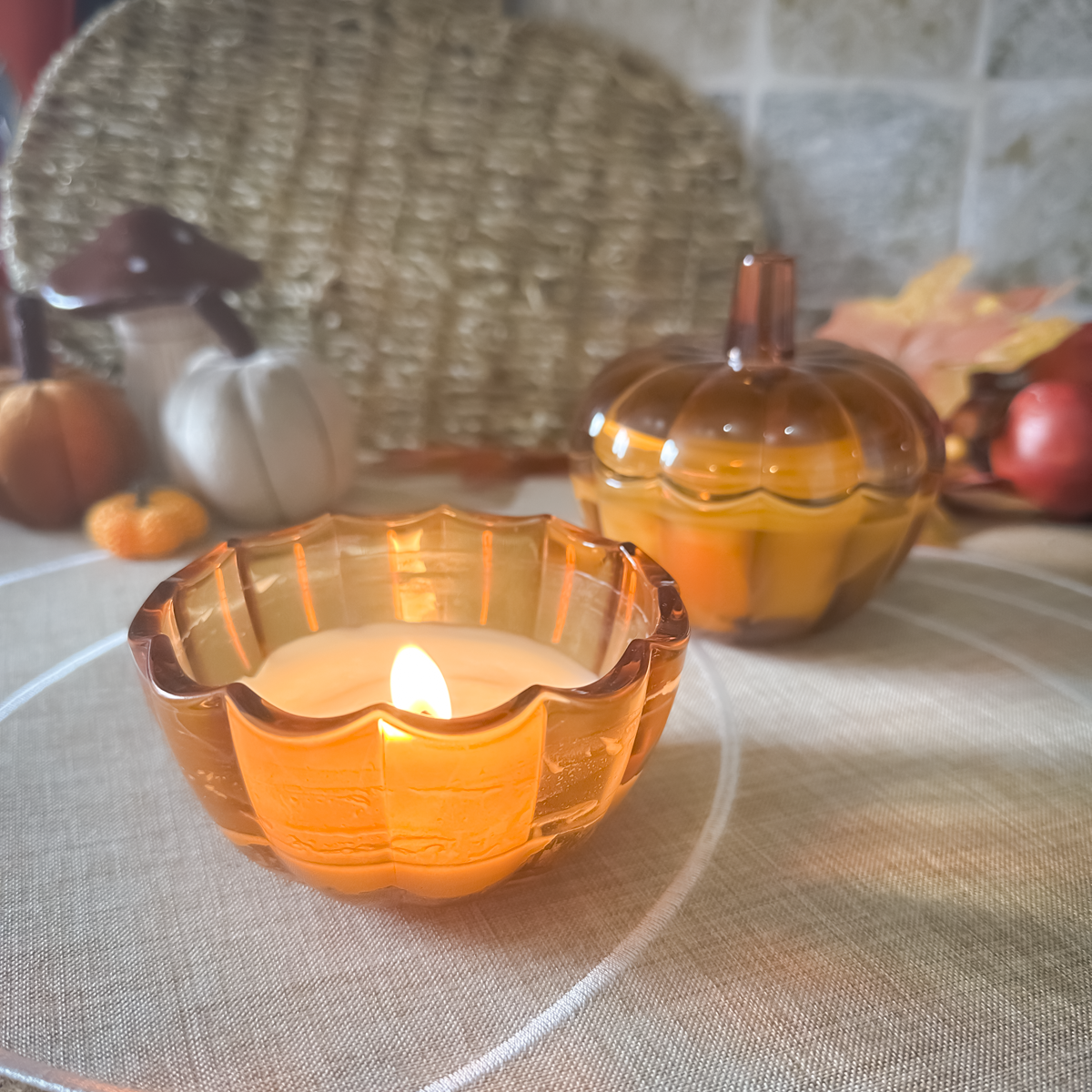 Sweet Pumpkin Pie Pumpkin Glass Candle | Autumn Scented Candle | Cosy Home Fragrance