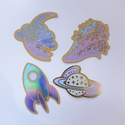 Space Sticker Bundle | Holographic & Glitter Stickers