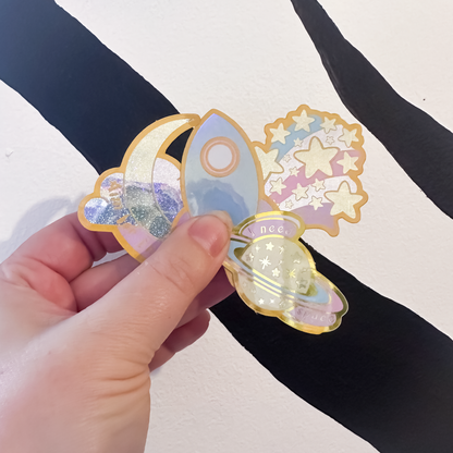 Space Sticker Bundle | Holographic & Glitter Stickers